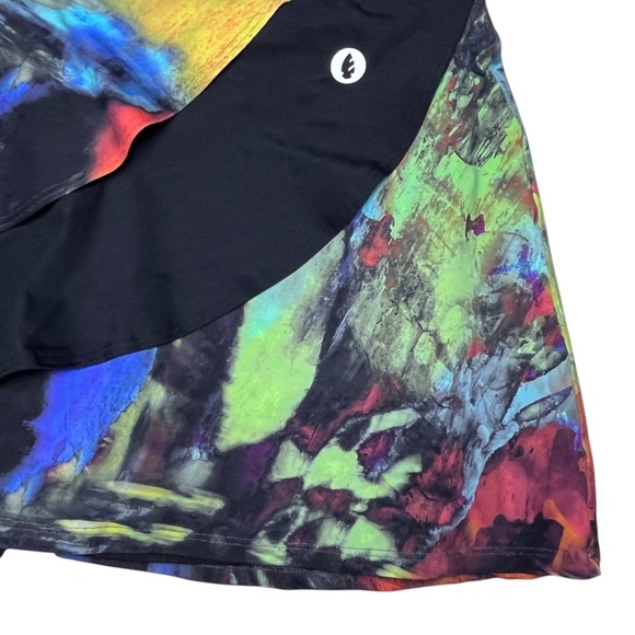 DONA JO DonaJo Pied Watercolor Rainbow Spin Skirt Skort Size 1 Small 14.5" - Picture 5 of 8